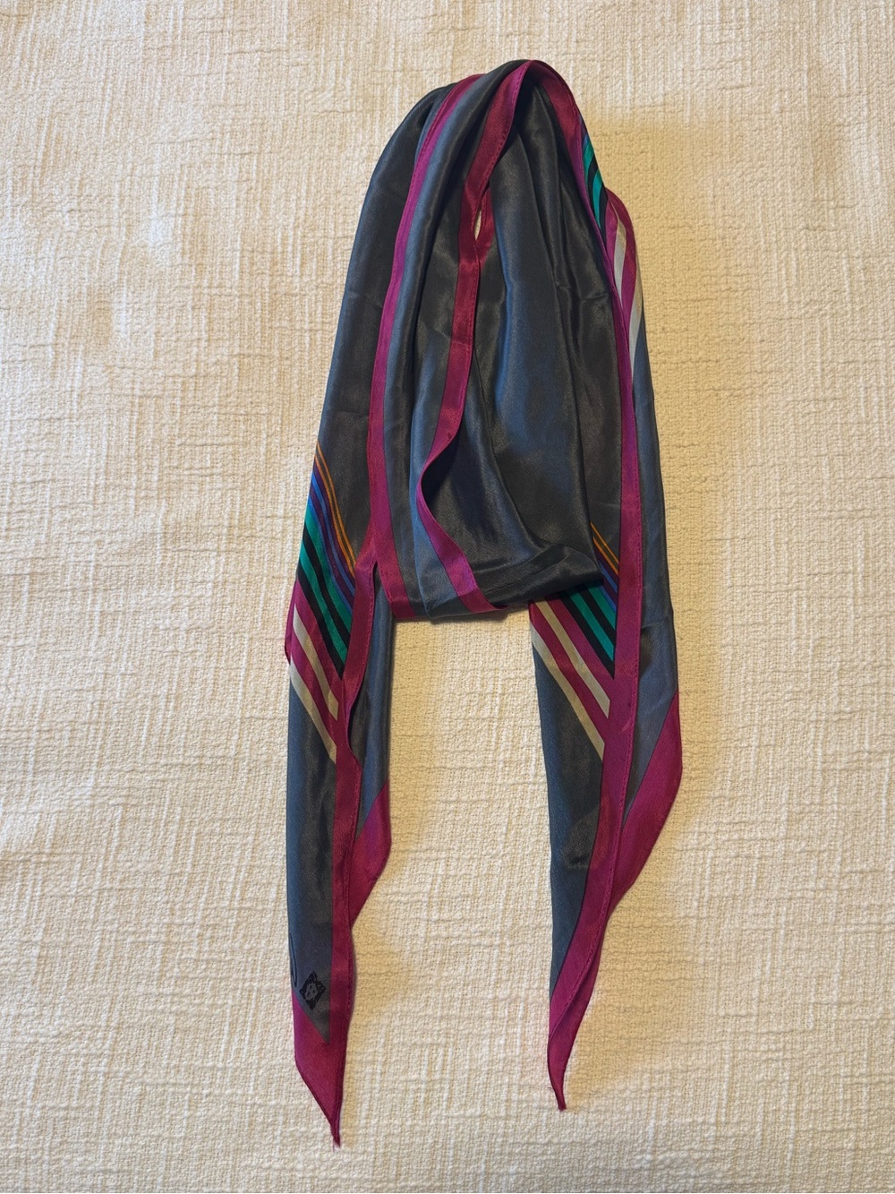 Anne Klein Striped Gray and Magenta Scarf or Wrap